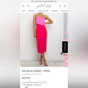 Petal & Pup Xiomar Light & Dark Pink Colorblock One Shoulder Midi Dress 4